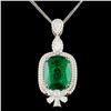 Image 1 : 18K Gold 21.83ct Emerald & 4.44ctw Diamond Pendant