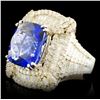 Image 2 : 18K Gold 9.30ct Tanzanite & 3.13ctw Diamond Ring