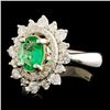 Image 2 : 14K Gold 0.69ct Emerald & 0.66ctw Diamond Ring