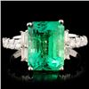 Image 1 : 18K Gold 3.69ct Emerald & 0.61ctw Diamond Ring