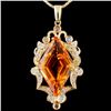 Image 1 : 14K Gold 18.83ct Citrine & 0.97ctw Diamond Pendant