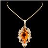 Image 2 : 14K Gold 18.83ct Citrine & 0.97ctw Diamond Pendant