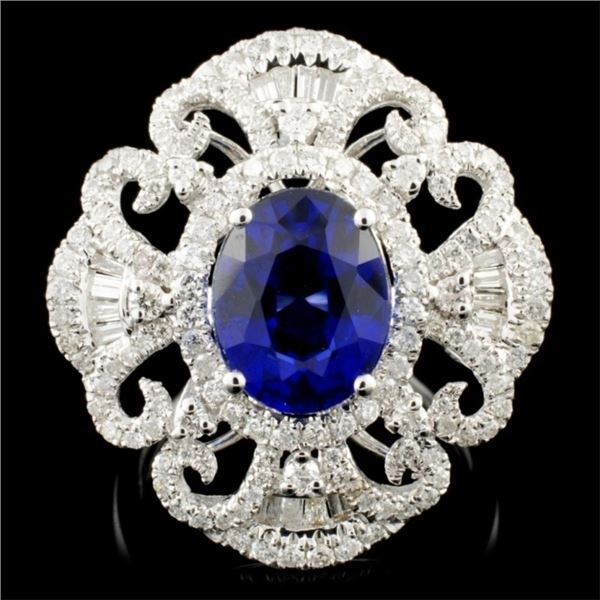 14K Gold 3.51ct Sapphire & 1.15ctw Diamond Ring