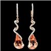 Image 1 : 14K Gold 14.80ct Morganite & 1.75ctw Diamond Earri