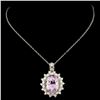 Image 2 : 14K Gold 6.96ct Kunzite & 0.90ctw Diamond Pendant