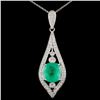 Image 1 : 18K White Gold 4.19ct Emerald & 0.90ct Diamond Pen