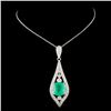 Image 2 : 18K White Gold 4.19ct Emerald & 0.90ct Diamond Pen