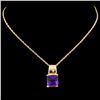 Image 2 : 14K Gold 2.50ct Amethyst & 0.03ctw Diamond Pendant