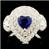 Image 1 : 18K Gold 0.85ct Sapphire & 1.43ctw Diamond Ring