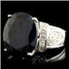 Image 2 : 14K Gold 13.50ct Sapphire & 0.75ctw Diamond Ring