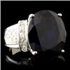Image 3 : 14K Gold 13.50ct Sapphire & 0.75ctw Diamond Ring