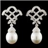 Image 1 : 14K Gold 12.00mm Pearl & 1.12ctw Diamond Earrings