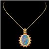 Image 2 : 14K Gold 2.50ct Opal & 0.35ctw Diamond Pendant
