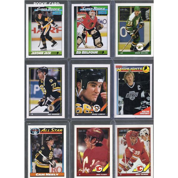 13 NHL Cards in Like New Condition - Lemiux, Jagr, Gretzky, Fleury, Borque, Hull & others.