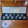 Image 1 : 1988 Calgary Olympic Proof Coin Set 10 Coins 1 Troy Ounce Silver Each