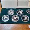 Image 2 : 1988 Calgary Olympic Proof Coin Set 10 Coins 1 Troy Ounce Silver Each