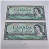 Image 1 : 1954 Modified $1 Banknote Set of 2 *B/M No FPN Replacement Notes
