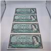 Image 1 : 1954 Modified $1 Canadian Banknote Set of 4 *A/A Replacement Notes