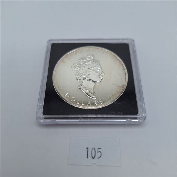 1993 Canadian Silver Maple Leaf 1 Troy Ounce .9999 Silver