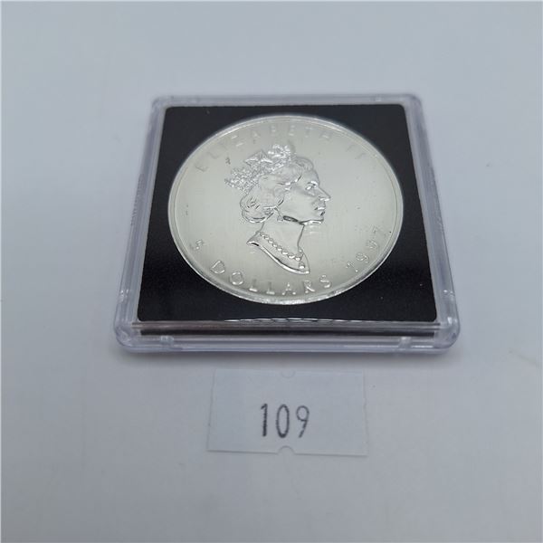 1997 Lowest Mintage Year Canadian Silver Maple Leaf 1 Troy Ounce .9999 Silver