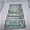 Image 1 : 1954 Modified $1 Canadian Banknote Set of 14 *A/A Replacement Notes