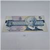 Image 2 : 1986 $5 Canadian Banknote Rare Prefix FNX