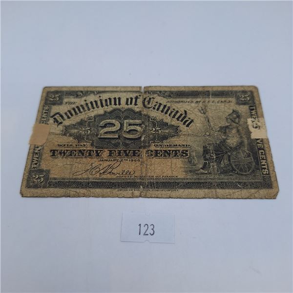 1900 Dominion of Canada 25 Cent Banknote - Boville