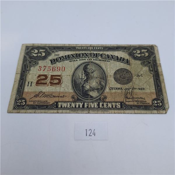 1923 Dominion of Canada 25 Cent Banknote McCavour-Saunders