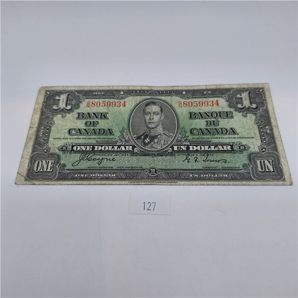 1937 $1 Canadian Banknote