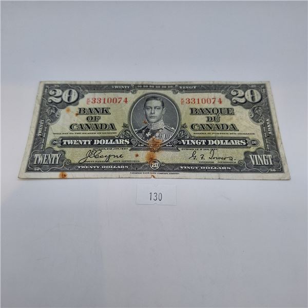 1937 $20 Canadian Banknote