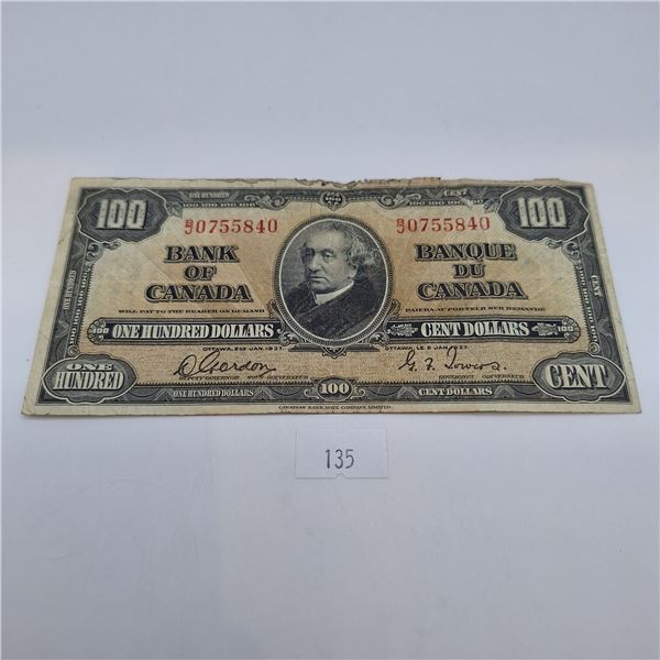 1937 $100 Canadian Banknote