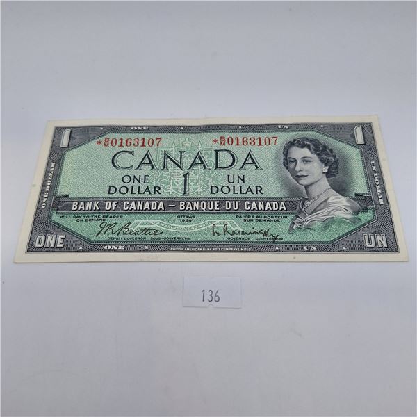 1954 $1 Canadian Banknote *B/M Replacement Note