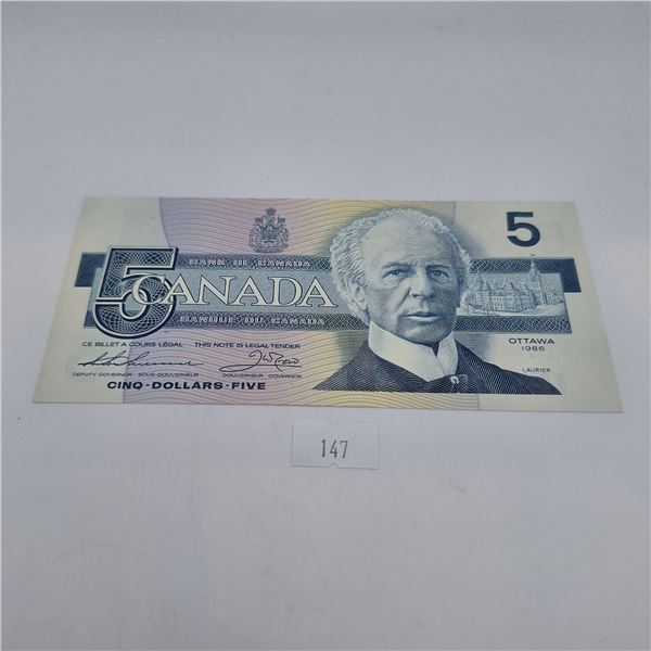 1986 $5 Canadian Banknote