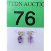 Image 1 : New Amethyst & Diamond Sterling Silver Earrings