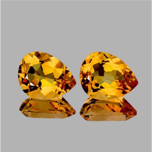 Natural Golden Orange Citrine Pair 9x6 MM [Flawless-VVS]