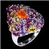 Image 1 : Natural Orange Opal & Sapphire Ring
