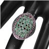 Image 1 : Natural Colombian  Emerald & Rhodolite Garnet Ring