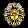 Image 1 : Natural Citrine  Rhodolite Tanzanite Ring