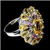 Image 2 : Natural Citrine  Rhodolite Tanzanite Ring