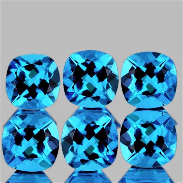 Natural Swiss Blue Topaz 6 Pcs {Flawless-VVS1}