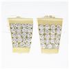 Image 1 : 18K Gold 1.25 ctw Round Pave Diamond Polished Wide Cuff Earrings w/ Enhancer Hoo