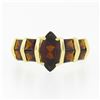 Image 4 : 14K Yellow Gold Garnet Marquise Solitaire w/ Square Faceted Channel Band Ring