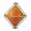 Image 3 : Vintage 14K White Gold Carved Shell Cameo Floral Filigree Lozenge Brooch Pendant