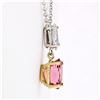 Image 3 : 14k TT Gold 1.53 ctw Oval Pink Tourmaline Marquise Diamond Dangle Pendant Neckla