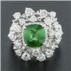 Image 2 : 18k White Gold 5.67 ctw GIA Cushion Tsavorite & Diamond Cocktail Statement Ring