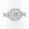 Image 1 : 14k White Gold 1.42 ctw Illusion Set Diamond w/ Halo Twisted Sides Engagement Ri