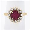Image 1 : Vintage 18k Gold 2 ctw GIA Burma No Heat Round Ruby Diamond Halo Cluster Ring