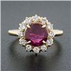 Image 2 : Vintage 18k Gold 2 ctw GIA Burma No Heat Round Ruby Diamond Halo Cluster Ring