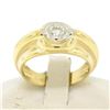Image 4 : Men's 14k Yellow and White Gold 0.40 ctw Bezel Round Diamond Solitaire Band Ring