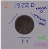 Image 1 : !922-D Wheat Cent